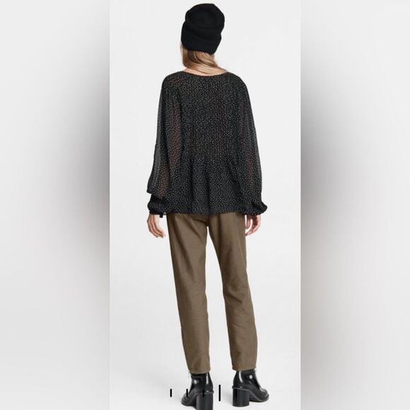 Rag & Bone Classic Fit Brandy Viscose Gauzey Sheer Pleated Longsleeve Top Blouse - Picture 10 of 13